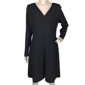 Vintage Yves Saint Laurent Black 100% Wool Darted Bust Sheath Dress Size 10 NWT